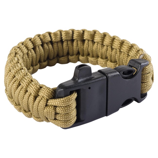 Paracord náramok s kresadlom a píšťalkou, tan